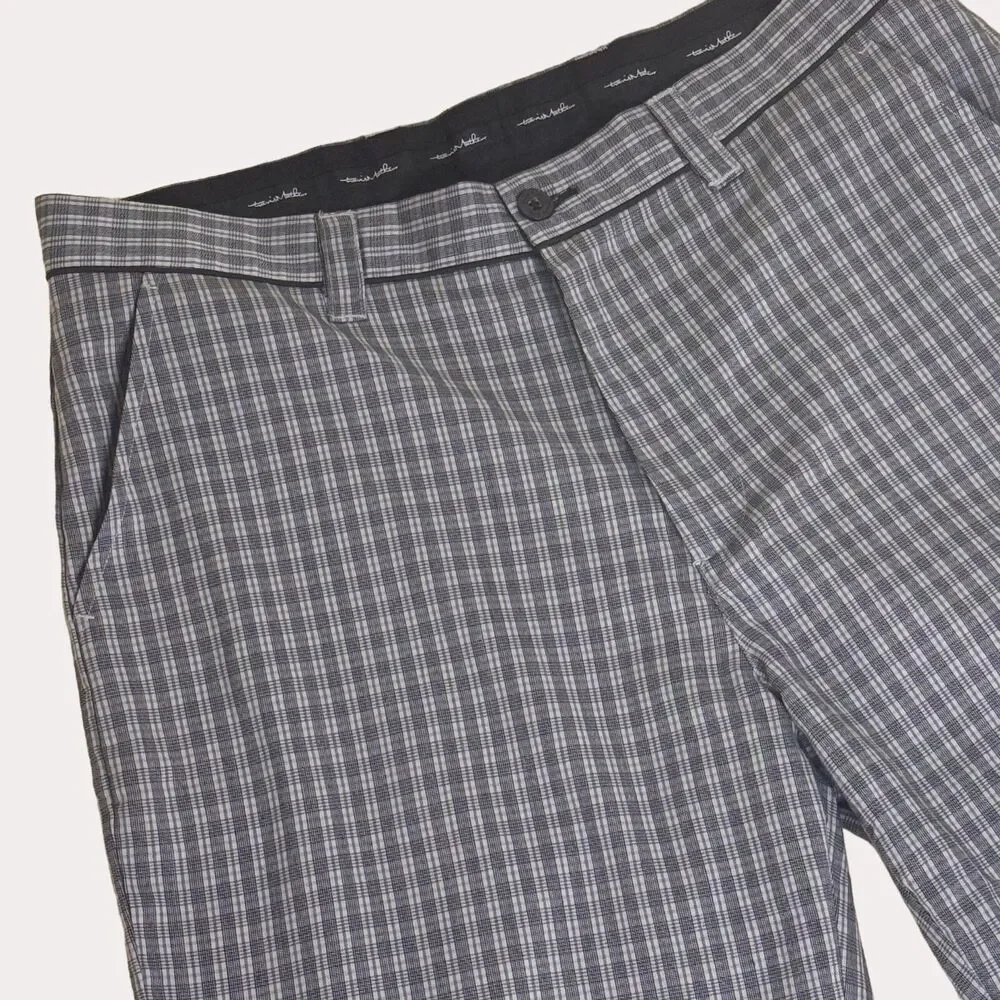 Travis Mathew Golf Shorts Plaid Athletic Athleisure Gray 36 bv